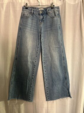 PacSun Light Blue Wide-Leg Jeans with Raw Hem